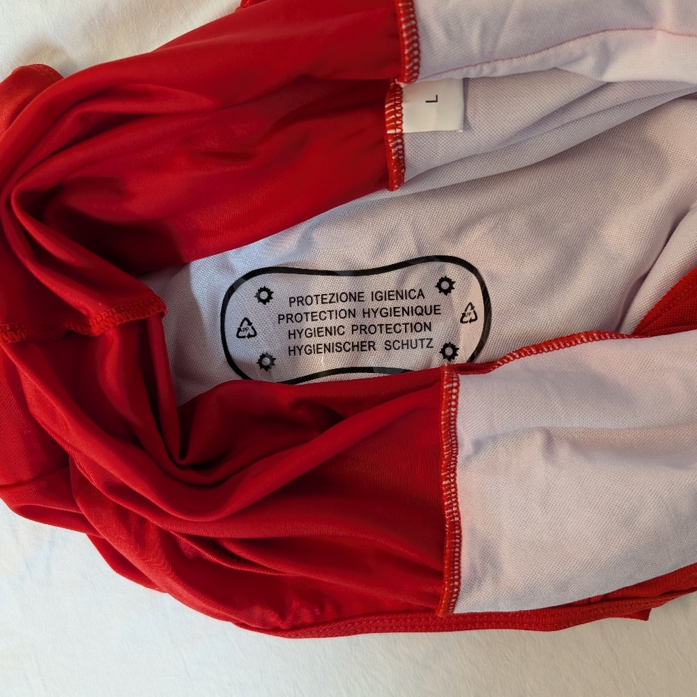 Runtly Red Size Large One Shoulder Swimming Suit - Picture 7 of 10